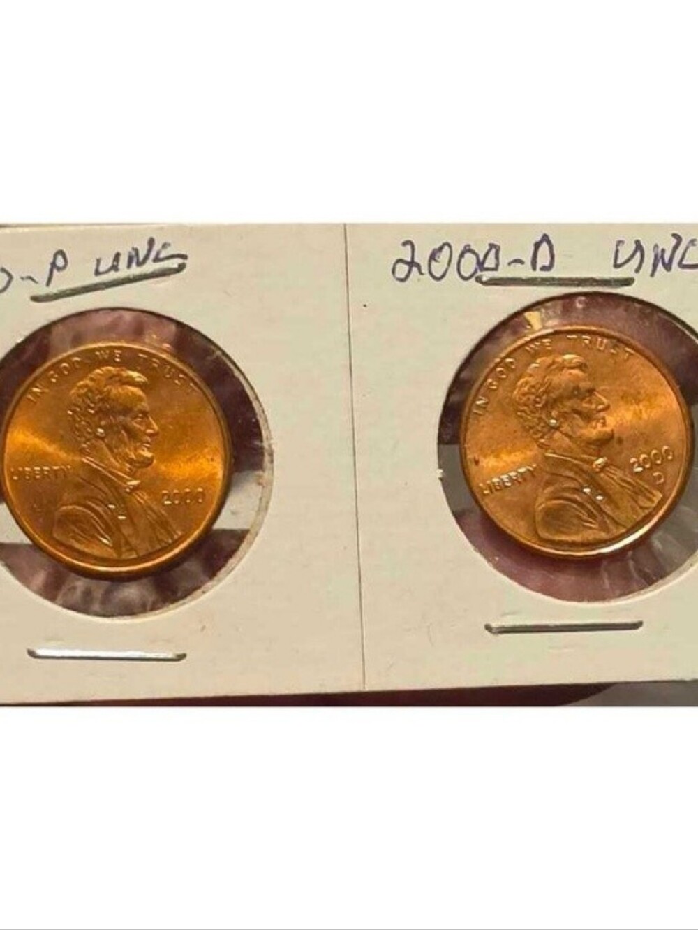 2000-P & 2000-D Lincoln Cent Pair – Uncirculated Red Gems